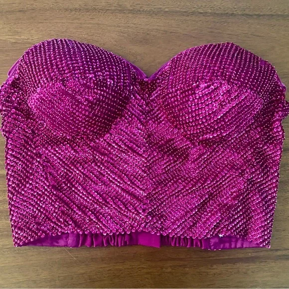 Retrofete Pink Beaded Bustier Top Size M - Picture 1 of 16